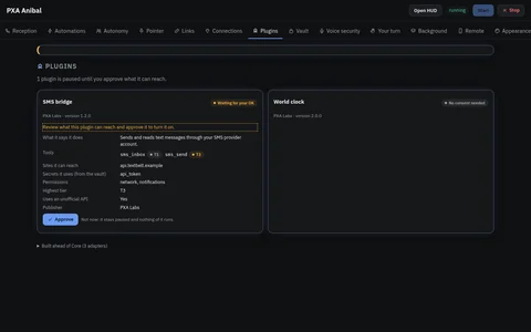 Screenshot of Plugins